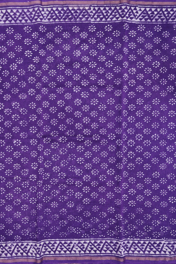 Chanderi Cotton Saree In Purple With Floral Buttas