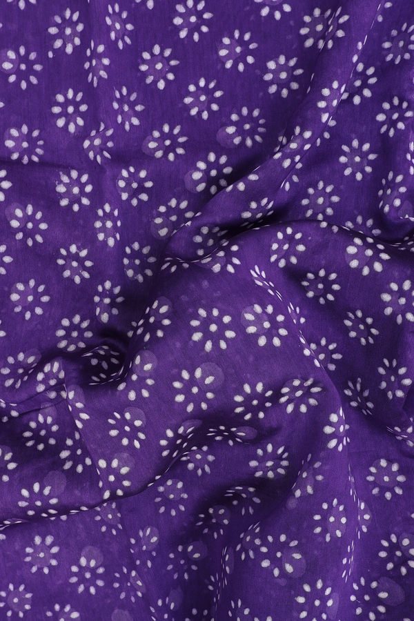 Chanderi Cotton Saree In Purple With Floral Buttas