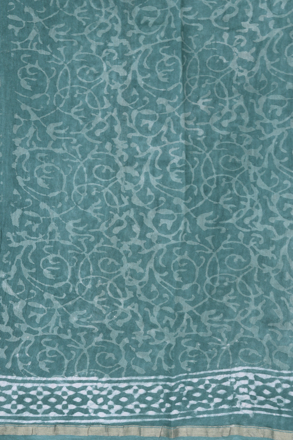 Chanderi Cotton Saree In Green With Printed Design