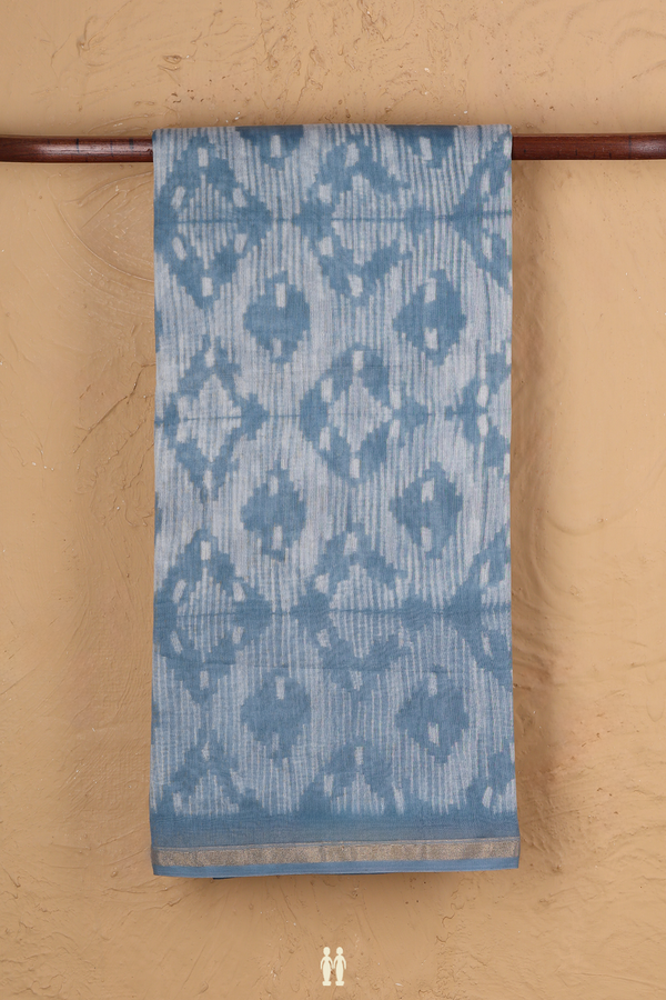 Chanderi Cotton Saree In Dusty Blue With Allover Design