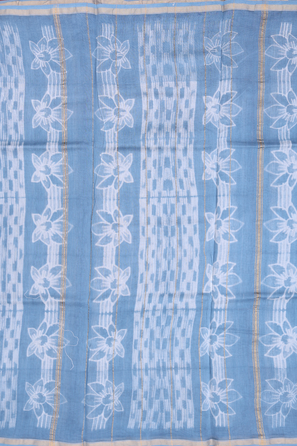Chanderi Cotton Saree In Dusty Blue With Allover Design