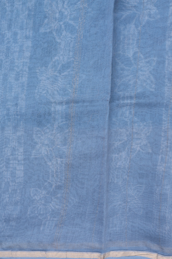 Chanderi Cotton Saree In Dusty Blue With Allover Design