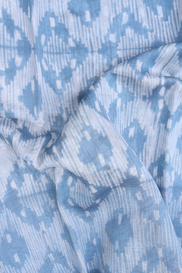 Chanderi Cotton Saree In Dusty Blue With Allover Design