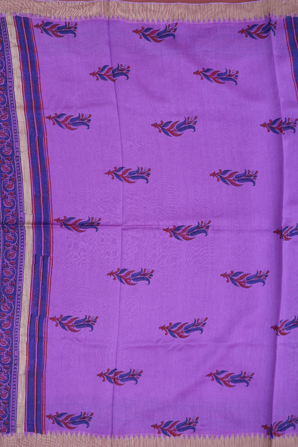 Mangalagiri Cotton Saree In Purple With Floral Design