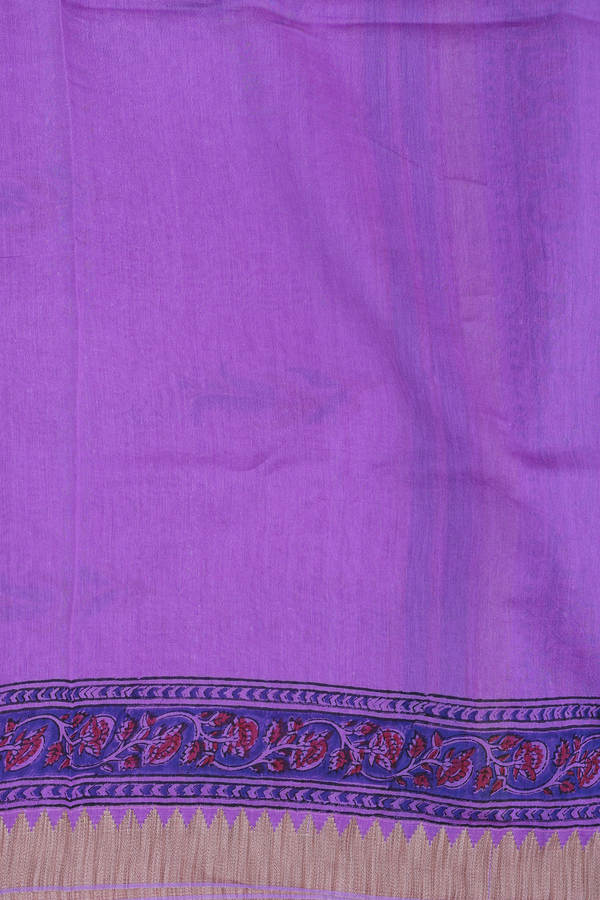 Mangalagiri Cotton Saree In Purple With Floral Design