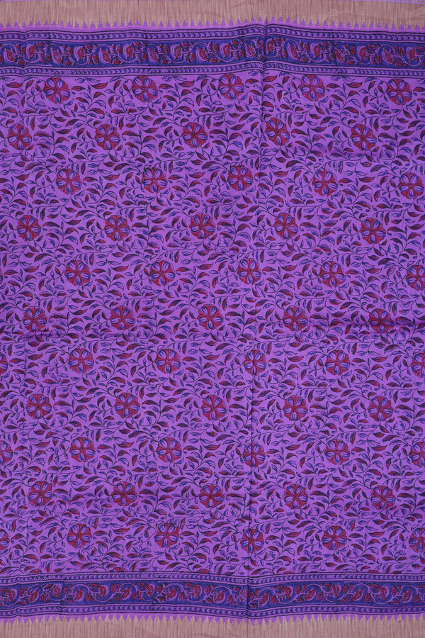 Mangalagiri Cotton Saree In Purple With Floral Design