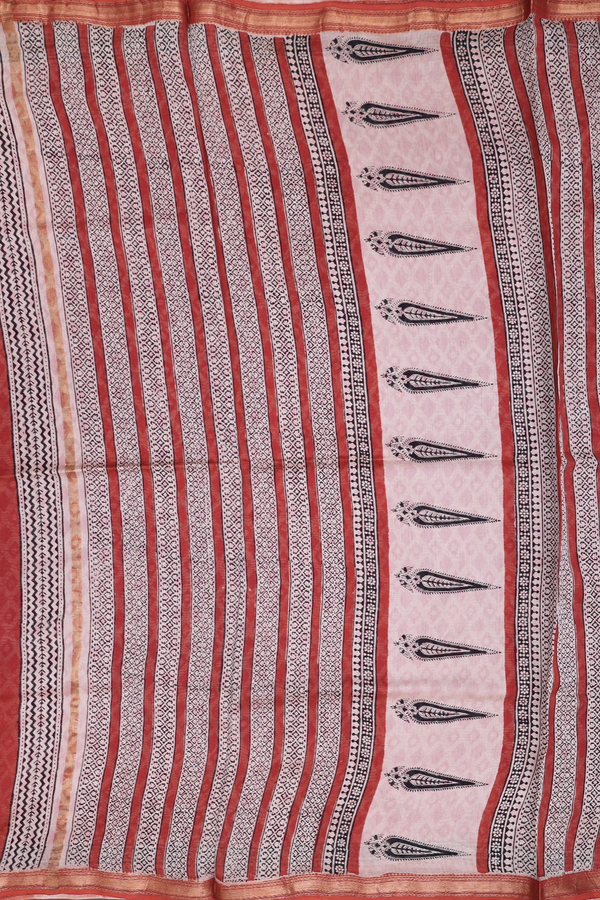 Mangalagiri Cotton Saree In Rust Red With Printed Design