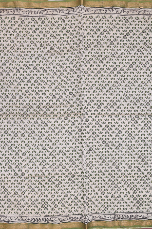 Printed Mangalagiri Cotton Saree In Cream With Butterfly Buttas