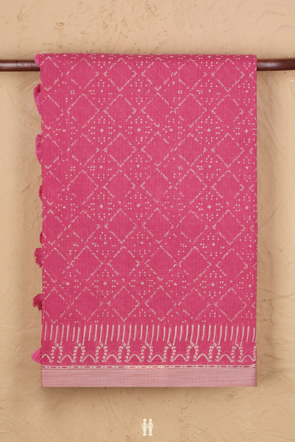 Kota Cotton Saree In Pink With Allover Design