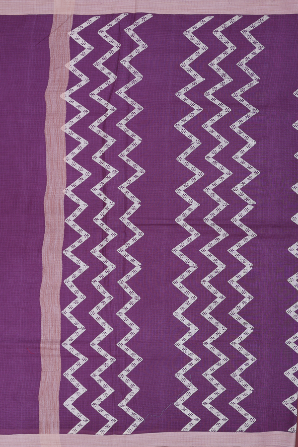 Kota Cotton Saree In Grape Purple With Floral Design