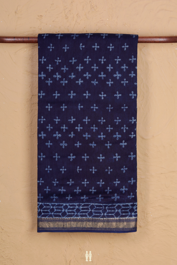 Chanderi Cotton Saree In Blue With Printed Design