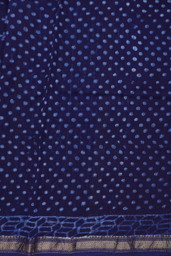 Chanderi Cotton Saree In Blue With Printed Design