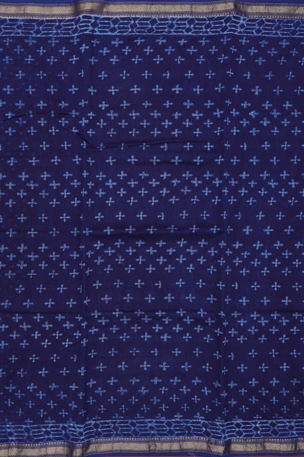 Chanderi Cotton Saree In Blue With Printed Design