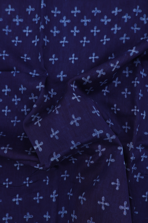 Chanderi Cotton Saree In Blue With Printed Design