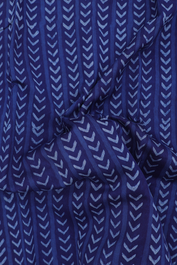 Chanderi Cotton Saree In Blue With Arrow Printed Design
