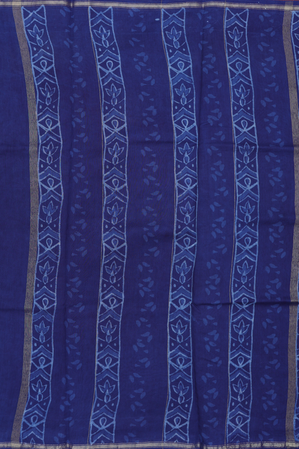 Chanderi Cotton Saree In Blue With Diamond Printed Design