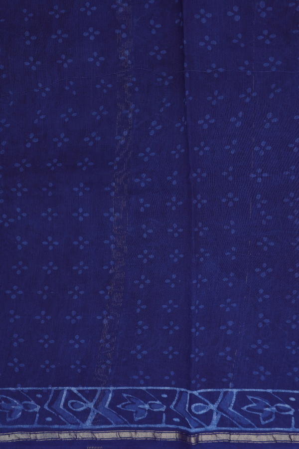 Chanderi Cotton Saree In Blue With Diamond Printed Design