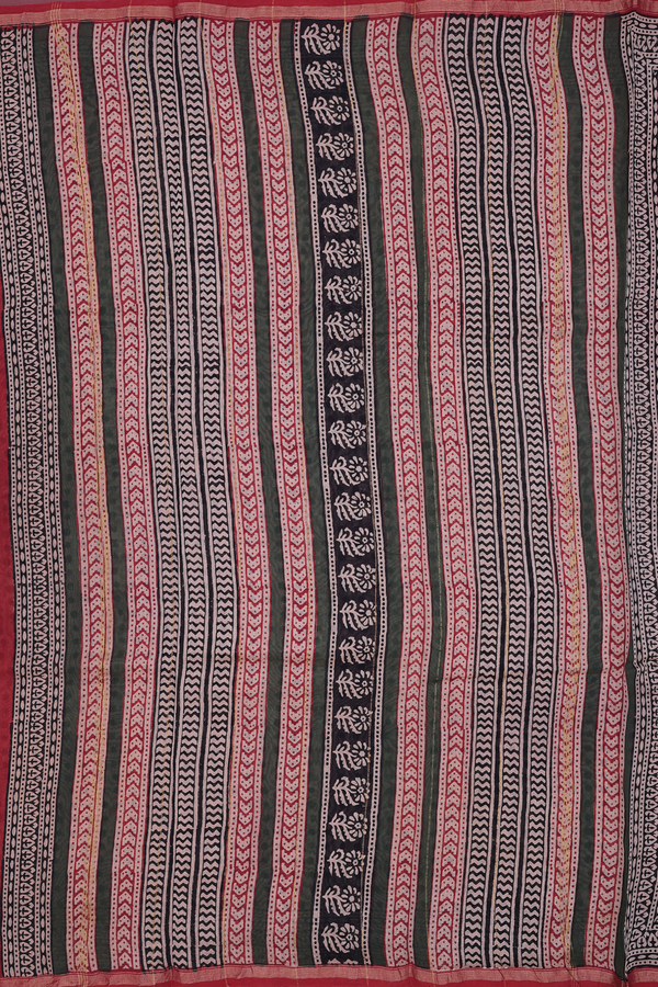 Chanderi Cotton Saree In Brick Red With Printed Design
