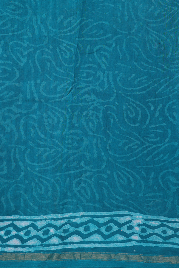 Chanderi Cotton Saree In Teal Green With Floral Buttas
