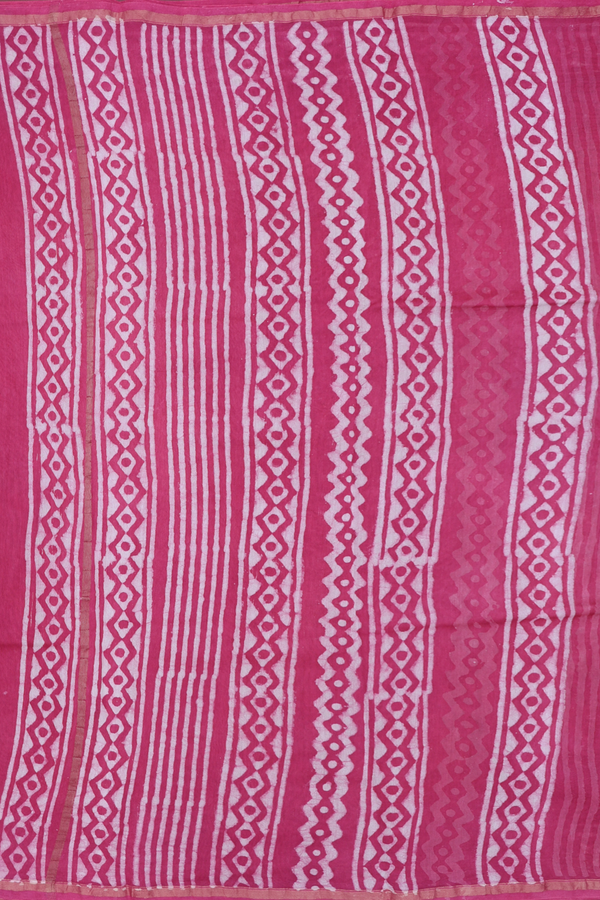Chanderi Cotton Saree In Pink With Floral Printed Design