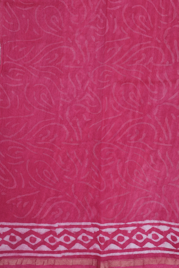Chanderi Cotton Saree In Pink With Floral Printed Design