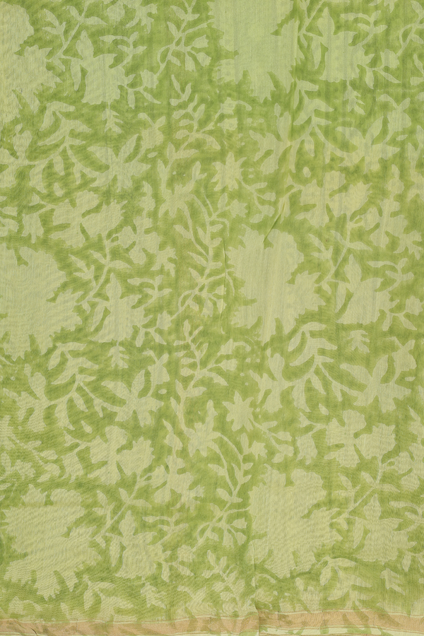 Chanderi Cotton Saree In Green With Checks Design