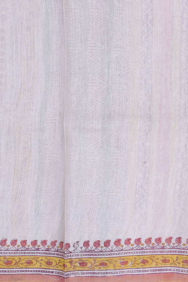 Mangalagiri Cotton Saree In Off White With Printed Design