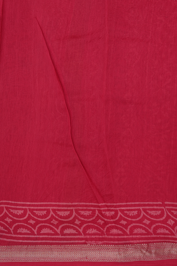 Chanderi Cotton Saree In Red With Printed Design