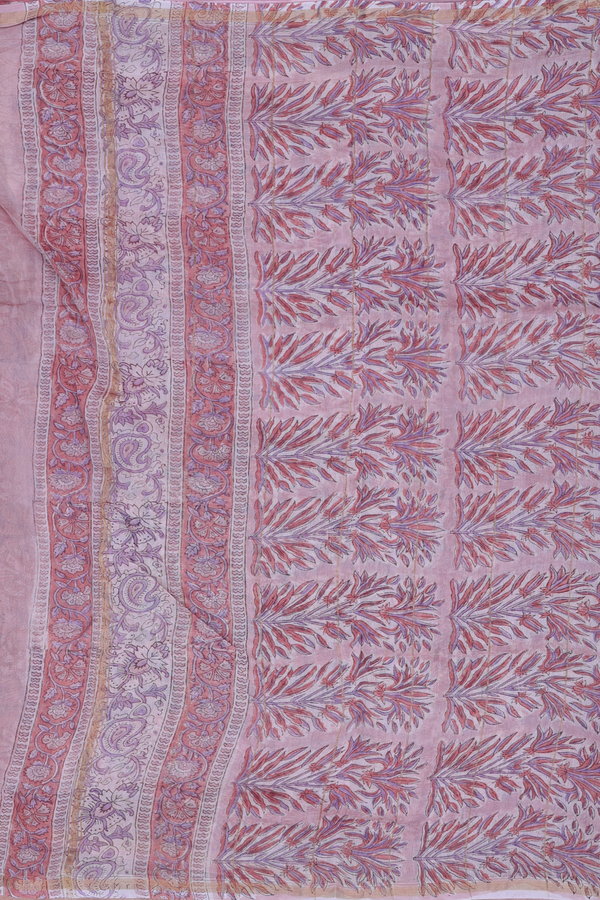 Chanderi Cotton Saree In Pink With Printed Design