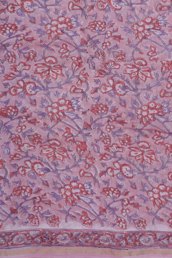 Chanderi Cotton Saree In Pink With Printed Design