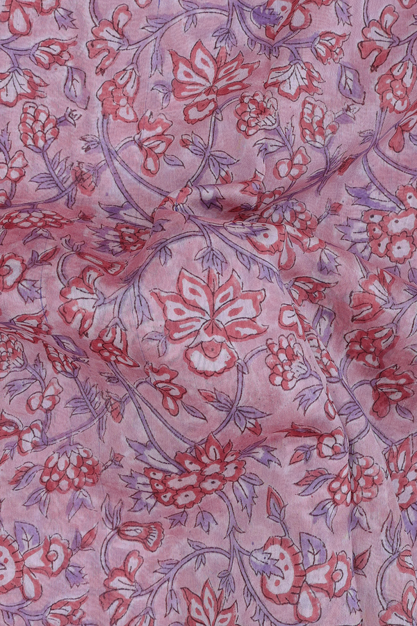 Chanderi Cotton Saree In Pink With Printed Design