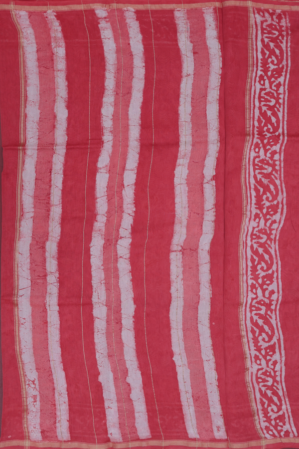 Chanderi Cotton Saree In Red With Ogee Design