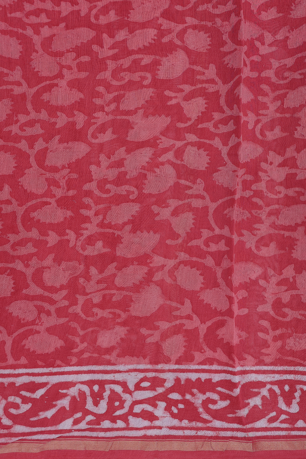 Chanderi Cotton Saree In Red With Ogee Design