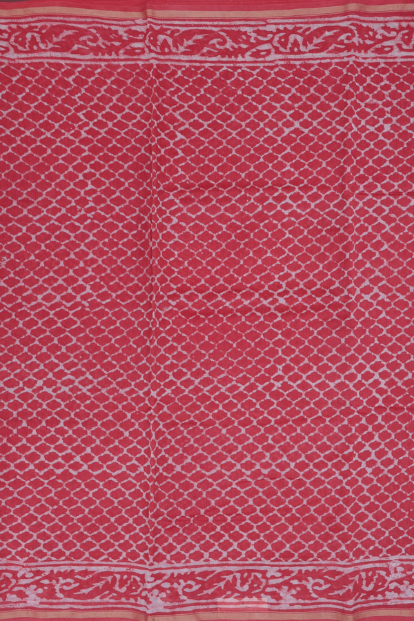 Chanderi Cotton Saree In Red With Ogee Design