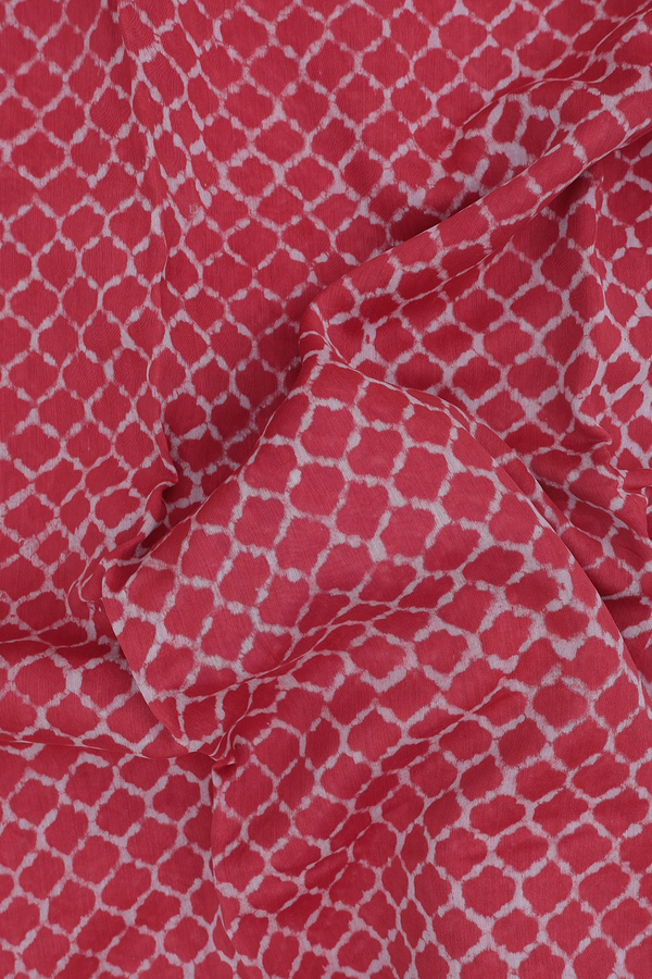 Chanderi Cotton Saree In Red With Ogee Design