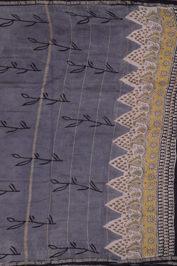 Chanderi Cotton Saree In Red With Peacock Design