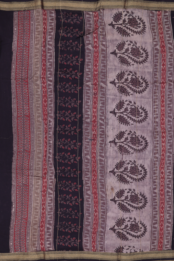 Chanderi Silk Cotton Saree In Brick Brown With Floral Design