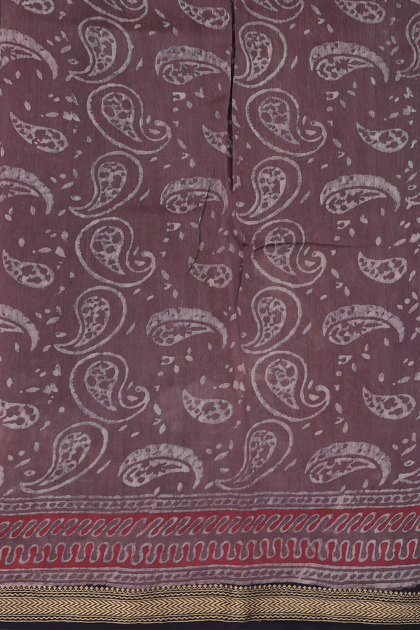Chanderi Silk Cotton Saree In Brick Brown With Floral Design