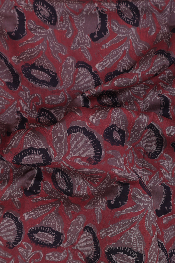 Chanderi Silk Cotton Saree In Brick Brown With Floral Design