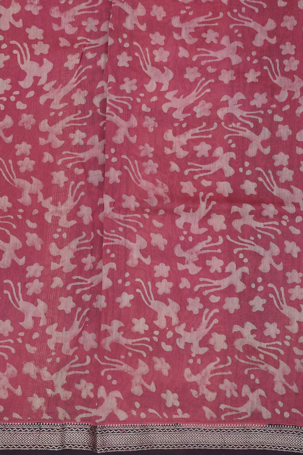 Chanderi Silk Cotton Saree In Dusty Red With Allover Design