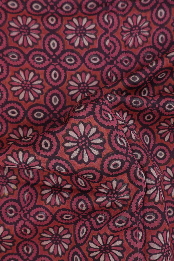 Chanderi Silk Cotton Saree In Dusty Red With Allover Design