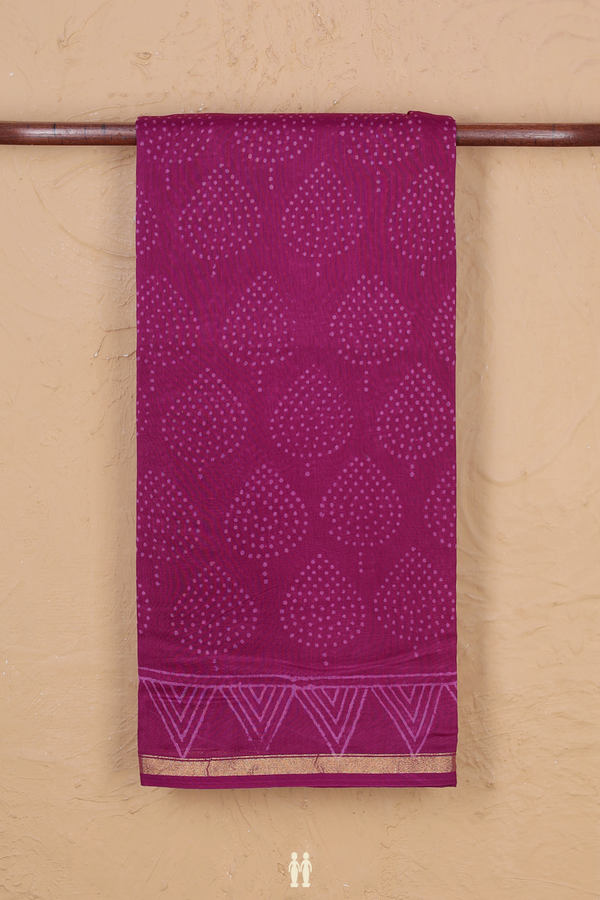 Chanderi Silk Cotton Saree Purple Rose With Printed Design