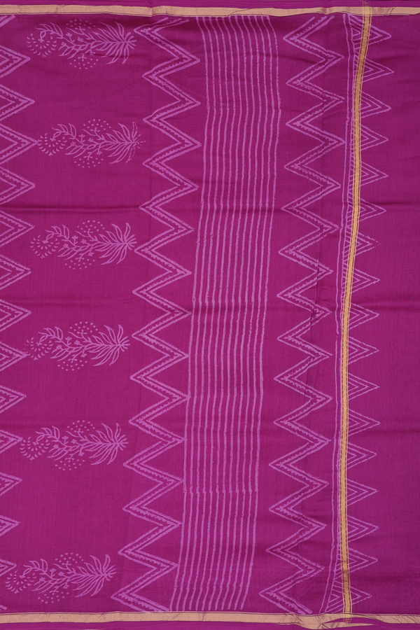 Chanderi Silk Cotton Saree Purple Rose With Printed Design