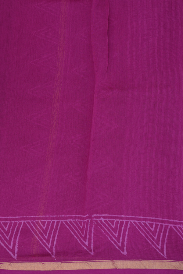 Chanderi Silk Cotton Saree Purple Rose With Printed Design