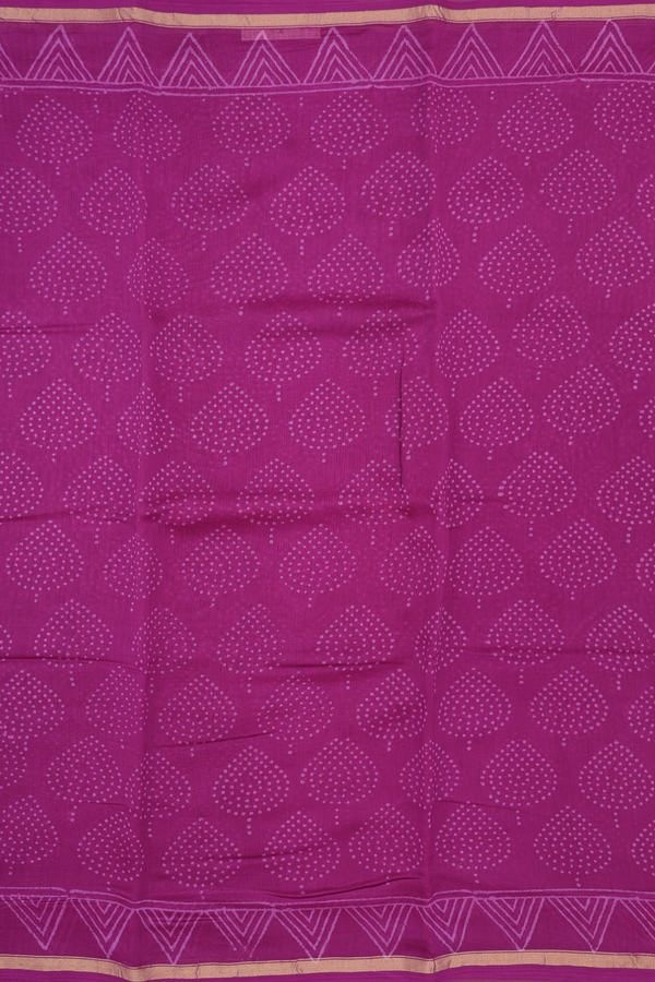 Chanderi Silk Cotton Saree Purple Rose With Printed Design
