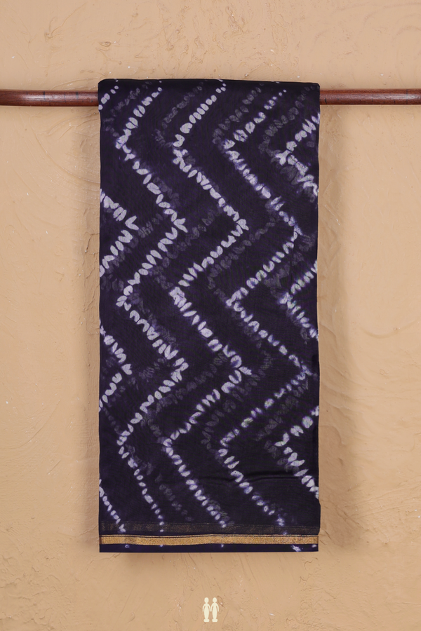 Chanderi Silk Cotton Saree In Navy Blue With Shibori Design