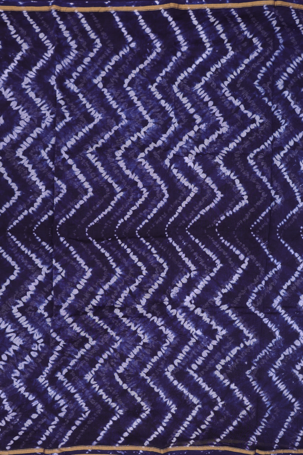 Chanderi Silk Cotton Saree In Navy Blue With Shibori Design