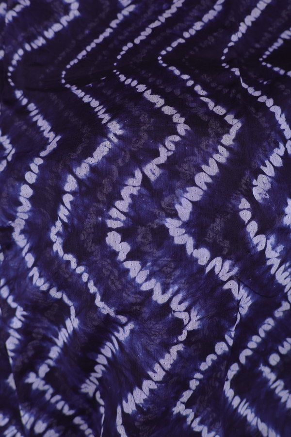 Chanderi Silk Cotton Saree In Navy Blue With Shibori Design