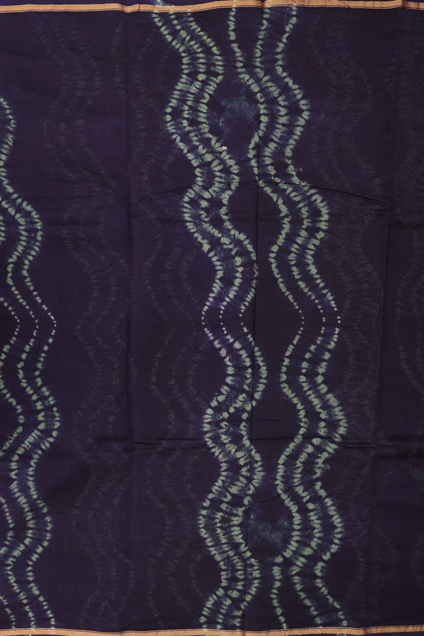 Chanderi Silk Cotton Saree In Midnight Blue With Shibori Design