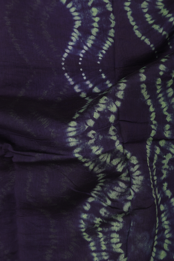 Chanderi Silk Cotton Saree In Midnight Blue With Shibori Design